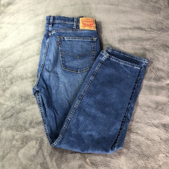 Levis 505 Jeans Men Size 40X32 Blue Denim Regular Fit Straight Leg Stretch New - Picture 1 of 13